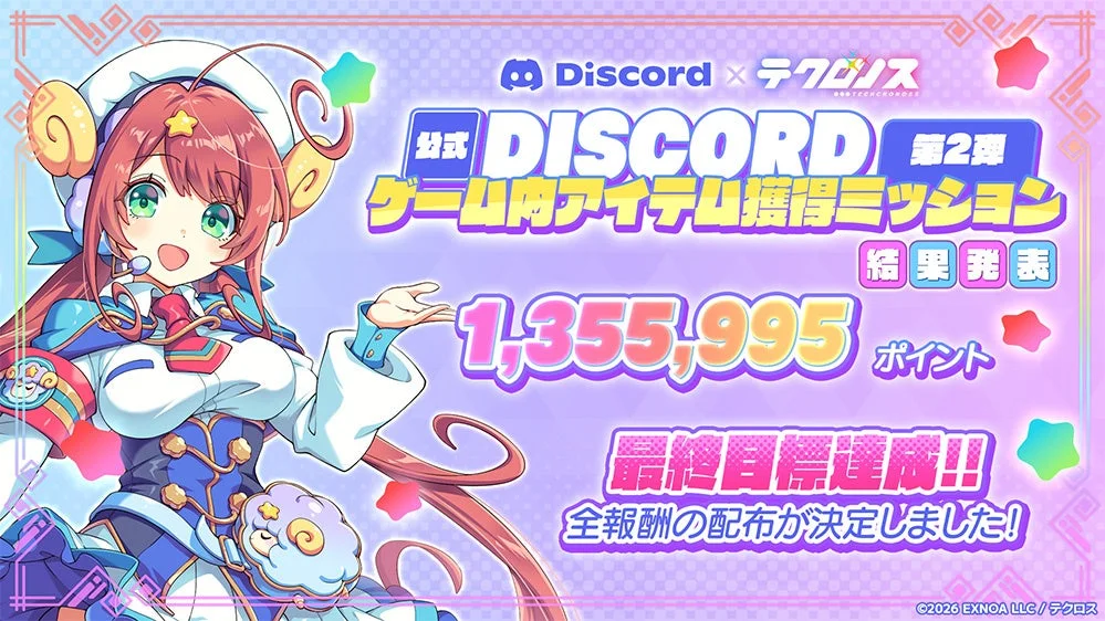 Discord テクノス 公式 DISCORD × テクノス 公式 DISCORD 第2弾 ゲーム内アイテム獲得ミッション 結果発表