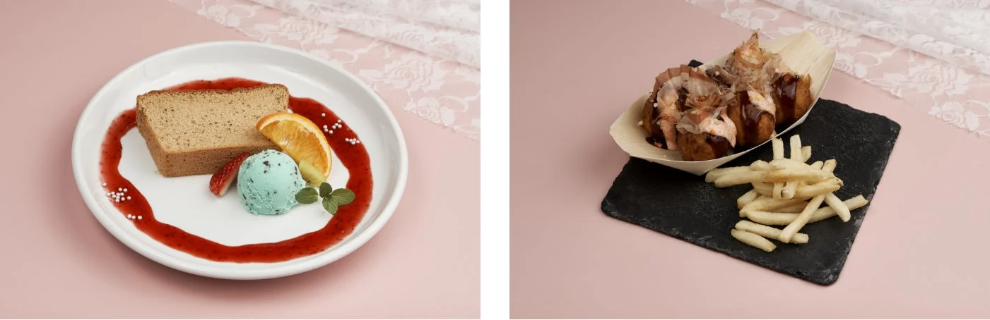 シフォンケーキとたこ焼き