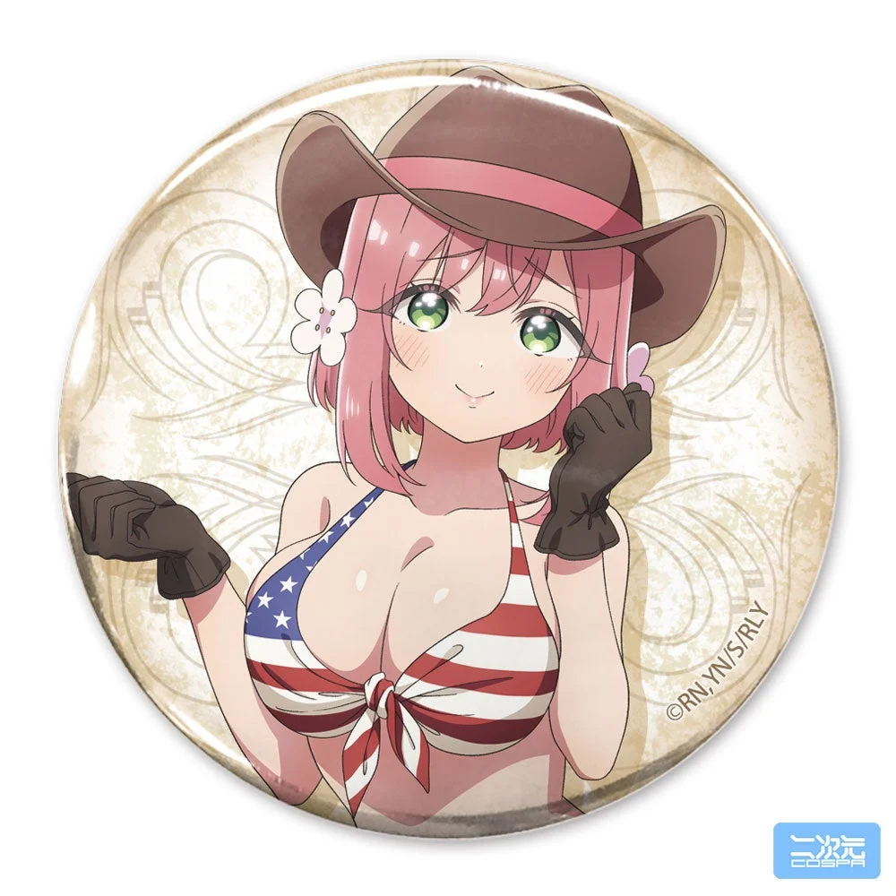描き下ろし 花園羽香里 65mm缶バッジ カウガールVer.